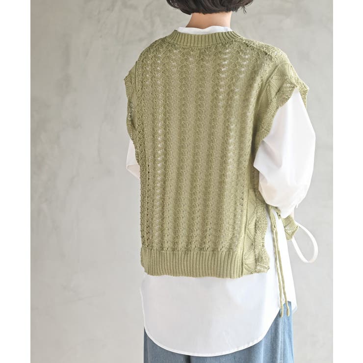 透かし編みベスト＋７分袖シャツアンサンブル | rps | 詳細画像23 