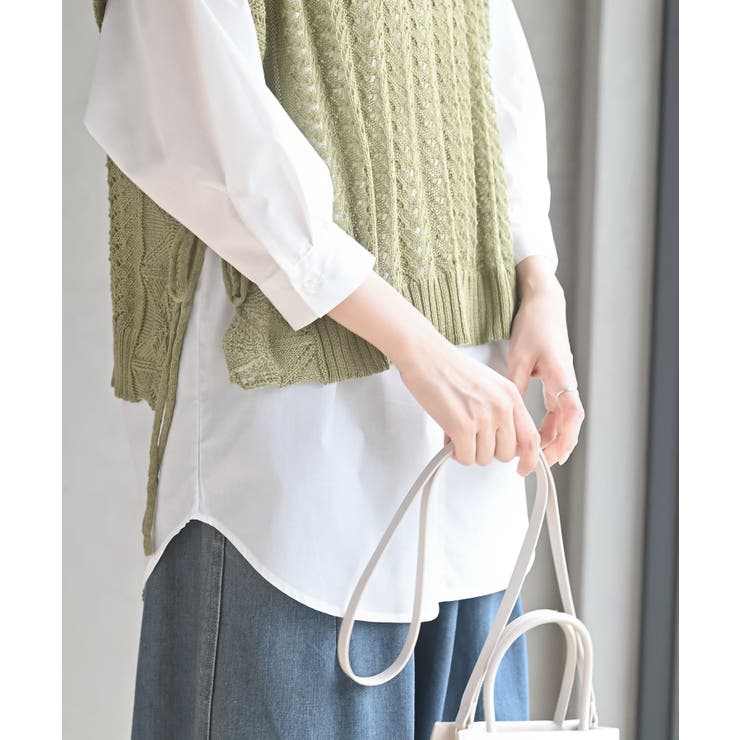 透かし編みベスト＋７分袖シャツアンサンブル | rps | 詳細画像24 