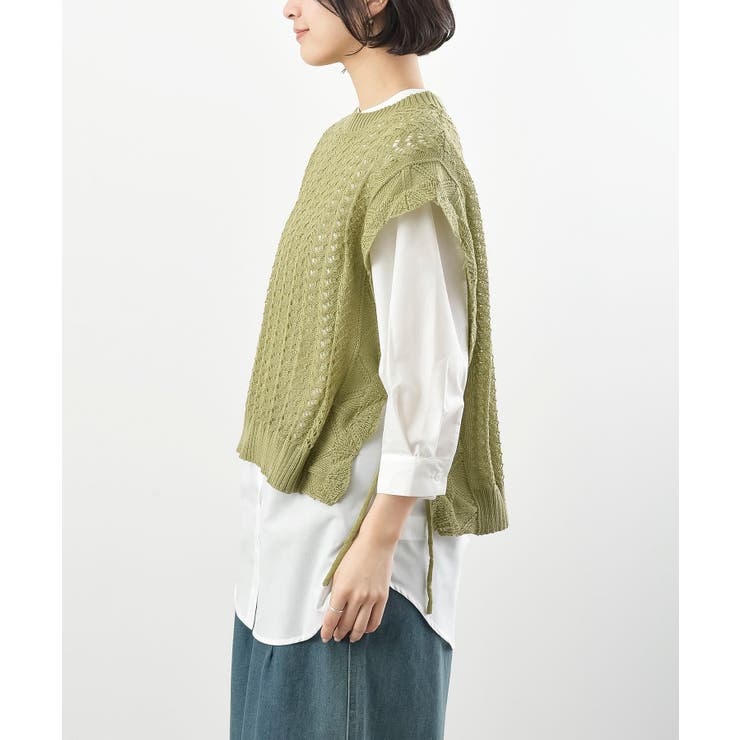 透かし編みベスト＋７分袖シャツアンサンブル | rps | 詳細画像27 