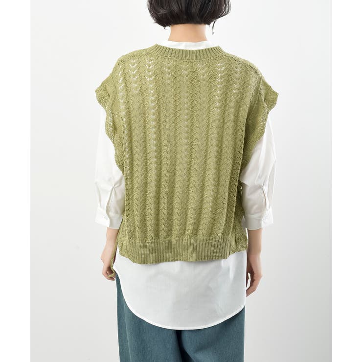 透かし編みベスト＋７分袖シャツアンサンブル | rps | 詳細画像28 