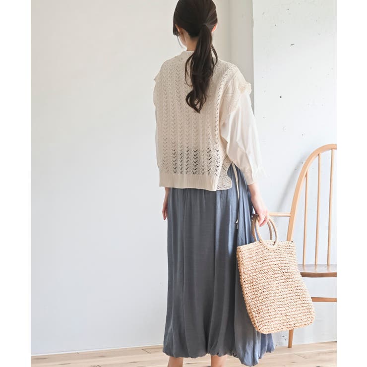 透かし編みベスト＋７分袖シャツアンサンブル | rps | 詳細画像4 