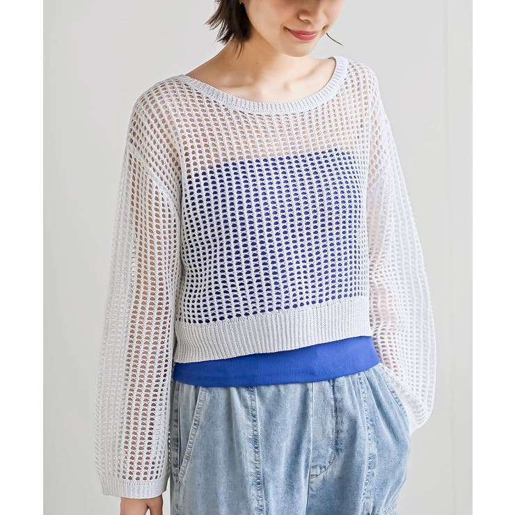 オフホワイト | ラメメッシュニットプルオーバー | rps