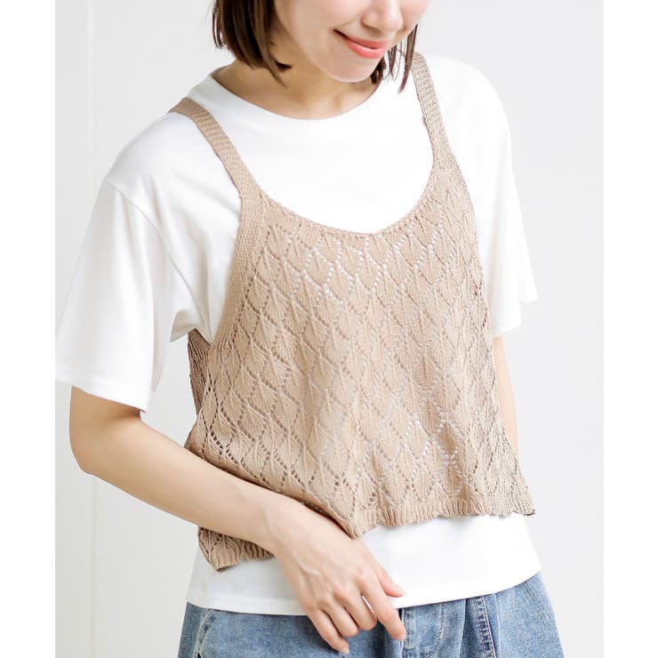 tシャツ リボンキャミデザインアンサンブル レディース EATME tシャツ リボンキャミデザインアンサンブル レディース