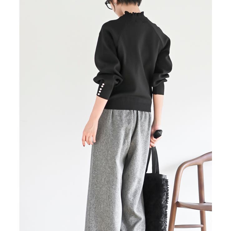 袖口パールフリルネックスポンジニットプルオーバー | rps | 詳細画像12 