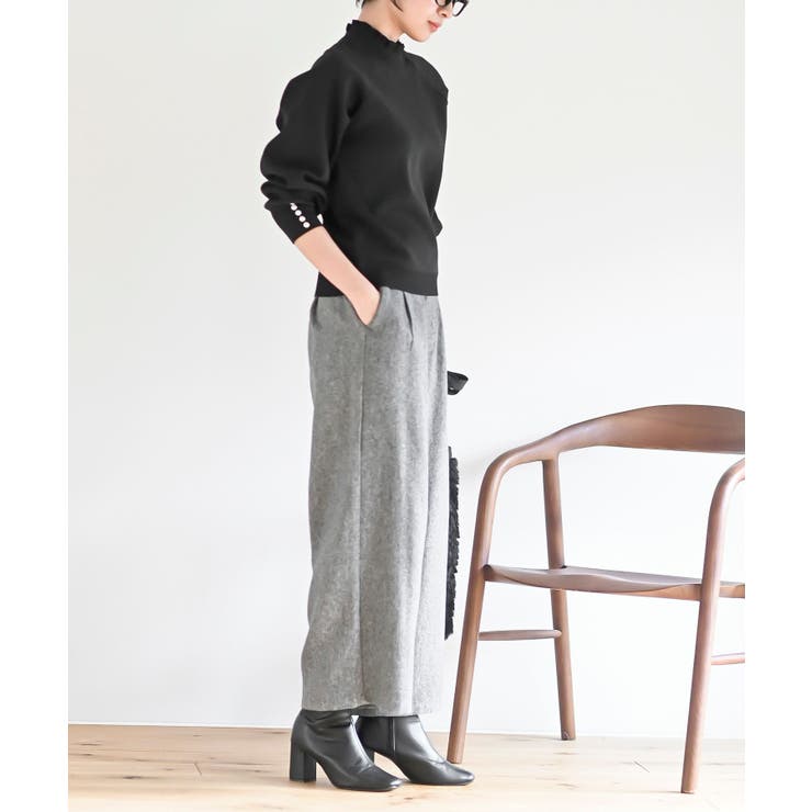 袖口パールフリルネックスポンジニットプルオーバー | rps | 詳細画像13 