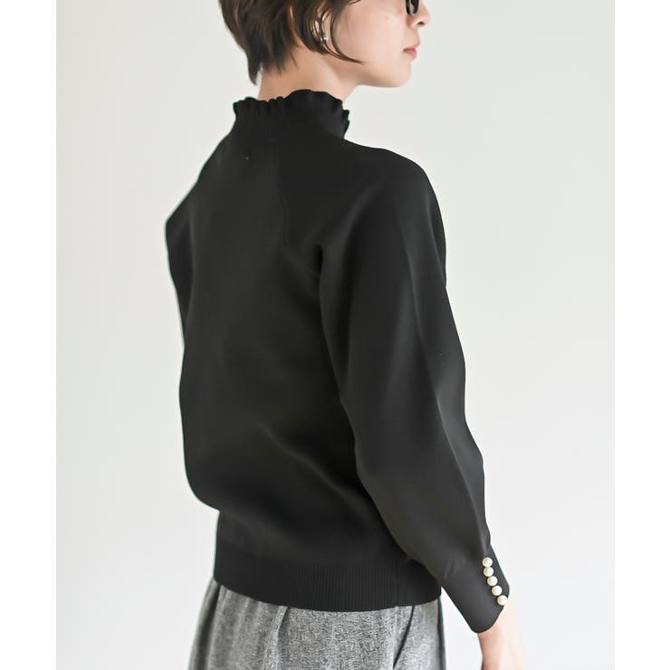 袖口パールフリルネックスポンジニットプルオーバー | rps | 詳細画像16 