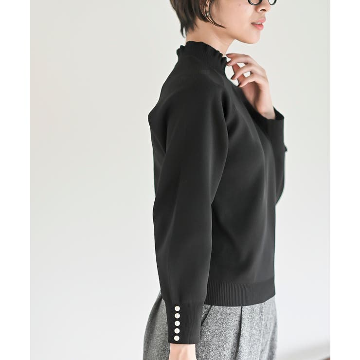 袖口パールフリルネックスポンジニットプルオーバー | rps | 詳細画像17 