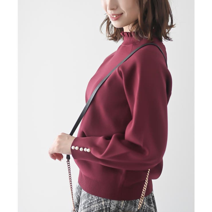 袖口パールフリルネックスポンジニットプルオーバー | rps | 詳細画像33 