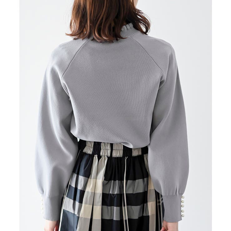 袖口パールフリルネックスポンジニットプルオーバー | rps | 詳細画像7 