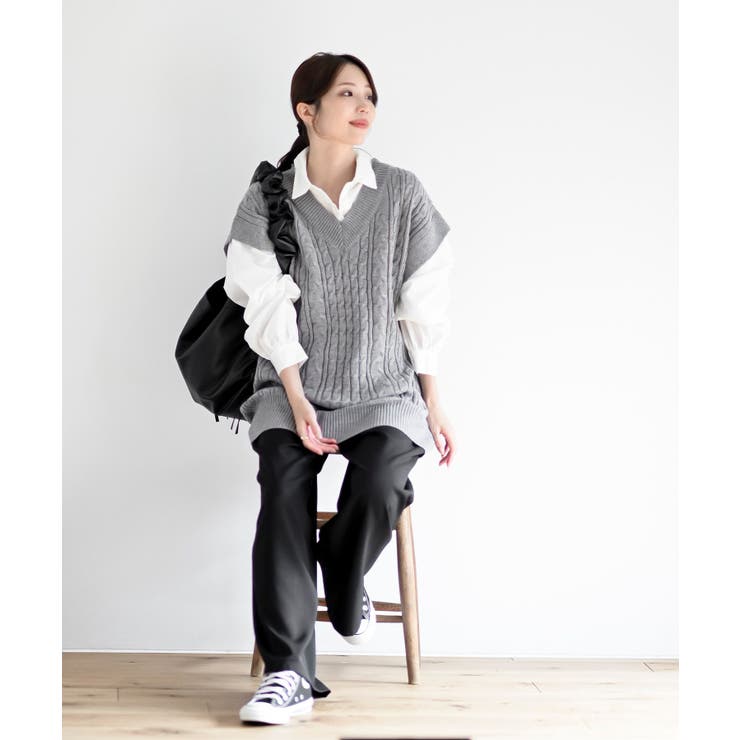 ケーブルニットベストドッキングシャツ | rps | 詳細画像10 