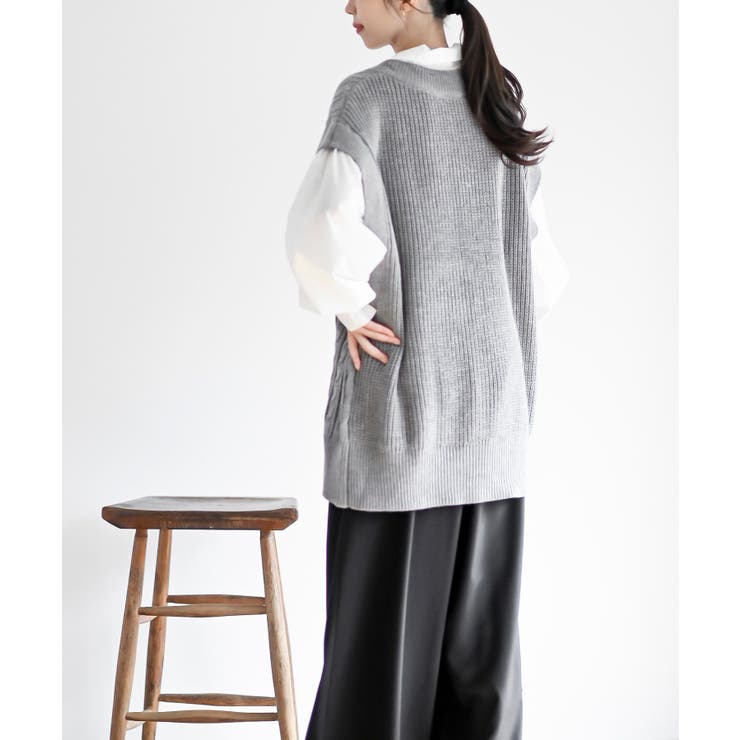 ケーブルニットベストドッキングシャツ | rps | 詳細画像12 