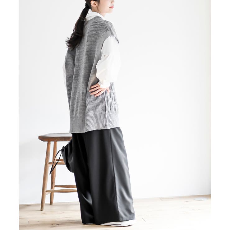 ケーブルニットベストドッキングシャツ | rps | 詳細画像13 