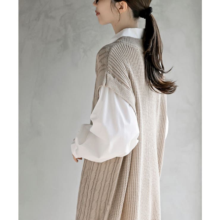 ケーブルニットベストドッキングシャツ | rps | 詳細画像23 