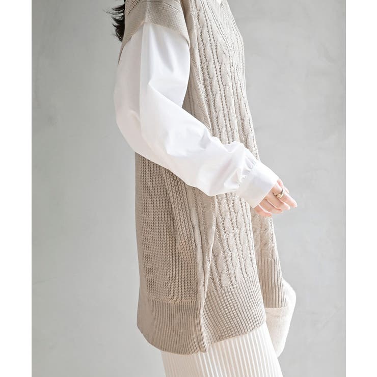 ケーブルニットベストドッキングシャツ | rps | 詳細画像25 