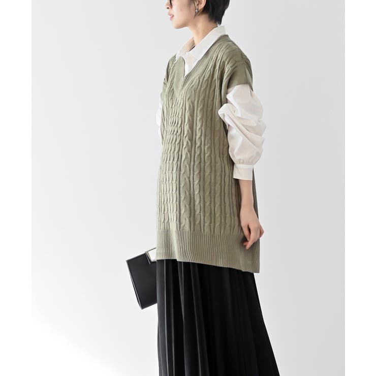 ケーブルニットベストドッキングシャツ | rps | 詳細画像27 