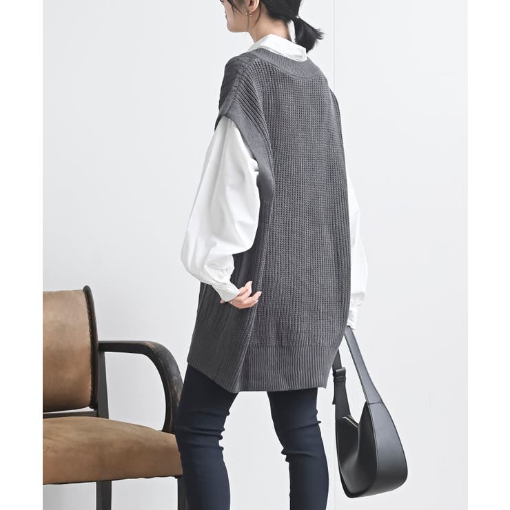 ケーブルニットベストドッキングシャツ | rps | 詳細画像3 