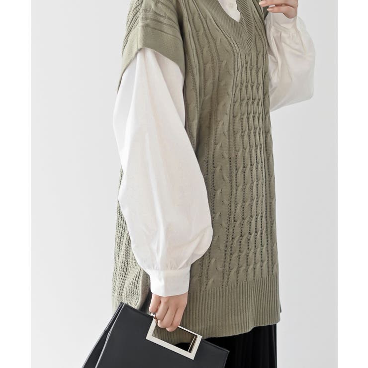 ケーブルニットベストドッキングシャツ | rps | 詳細画像33 