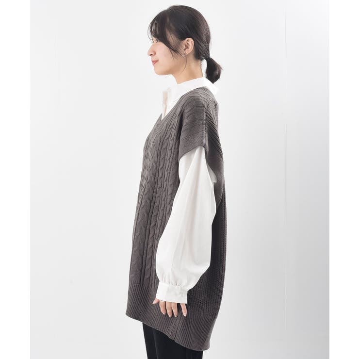 ケーブルニットベストドッキングシャツ | rps | 詳細画像34 