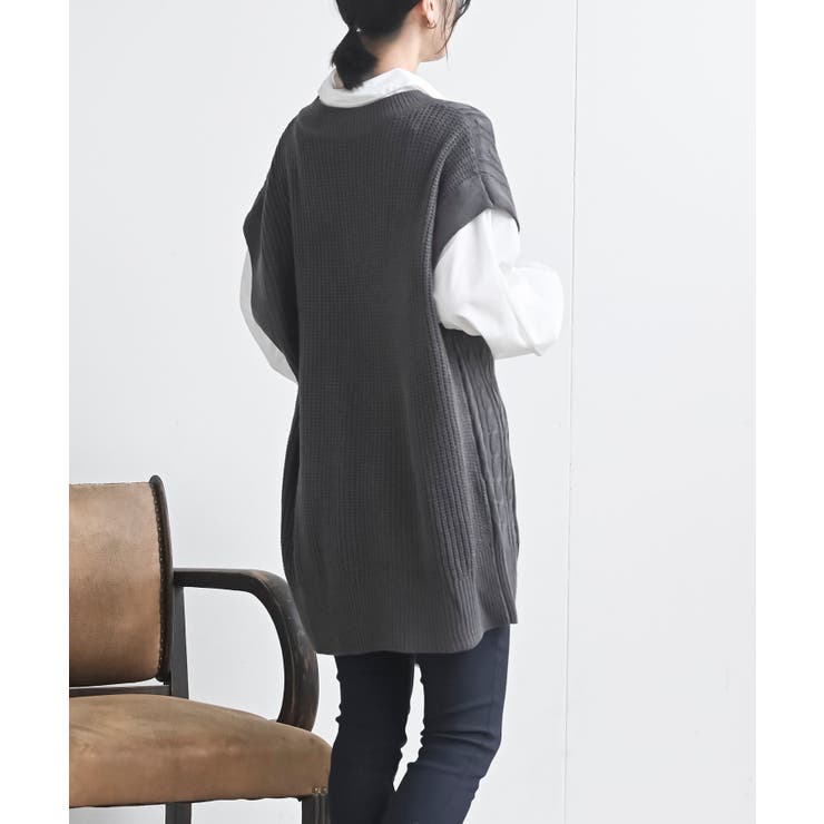 ケーブルニットベストドッキングシャツ | rps | 詳細画像4 