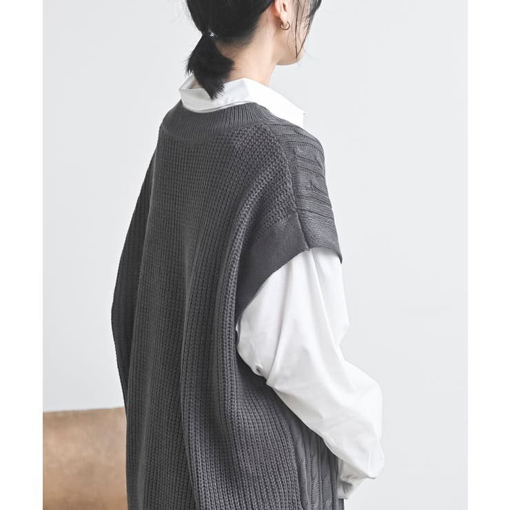 ケーブルニットベストドッキングシャツ | rps | 詳細画像9 