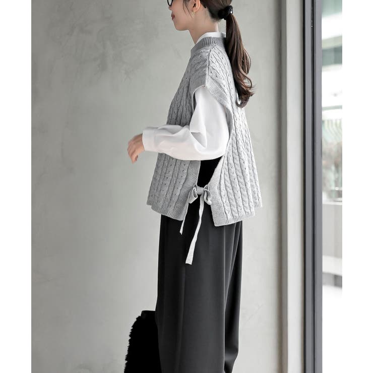 サイドリボンケーブルニットベスト | rps | 詳細画像11 