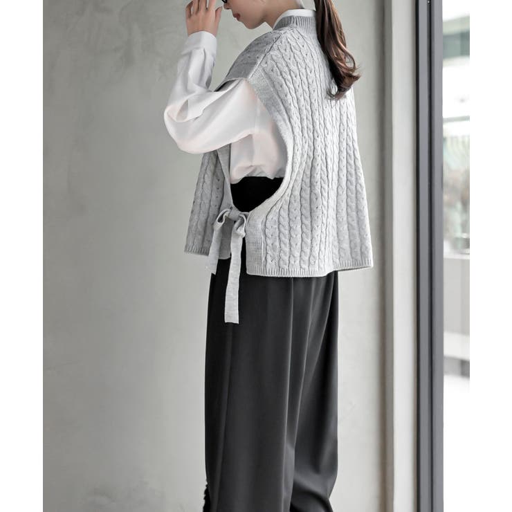 サイドリボンケーブルニットベスト | rps | 詳細画像12 