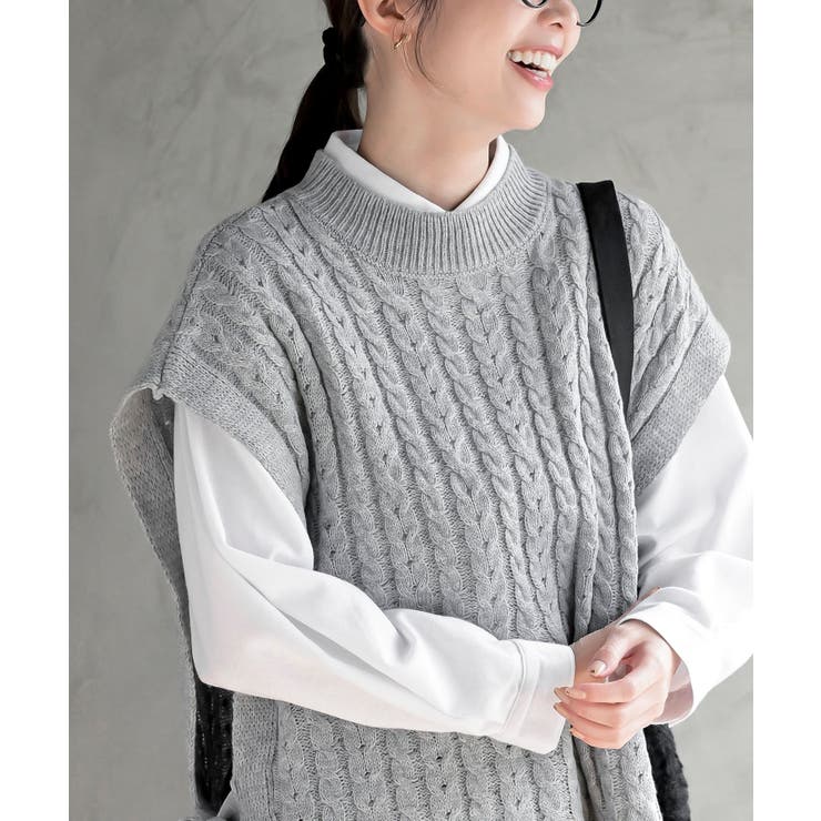 サイドリボンケーブルニットベスト | rps | 詳細画像14 