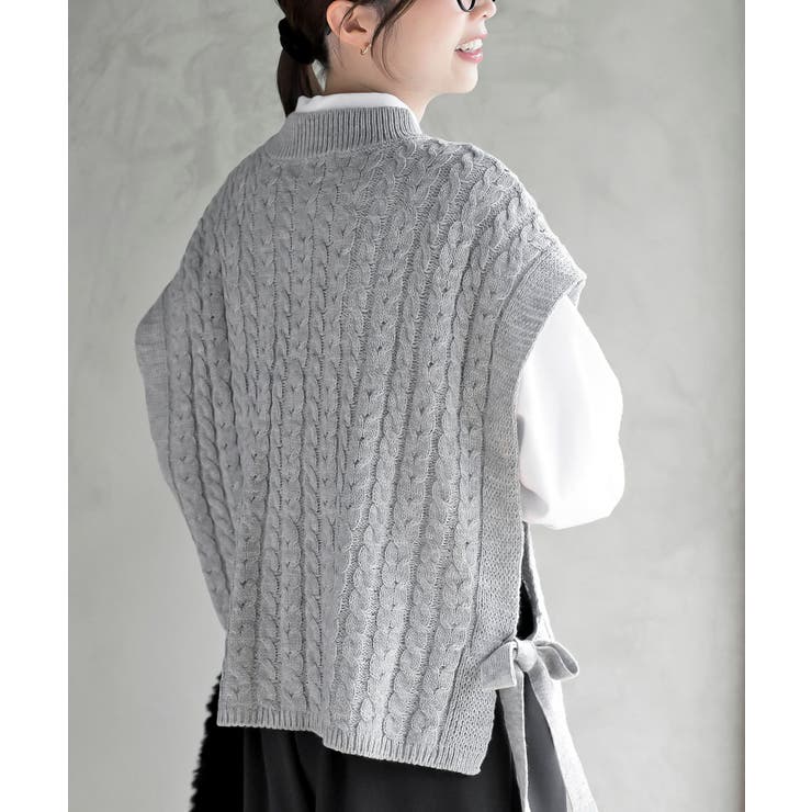 サイドリボンケーブルニットベスト | rps | 詳細画像16 