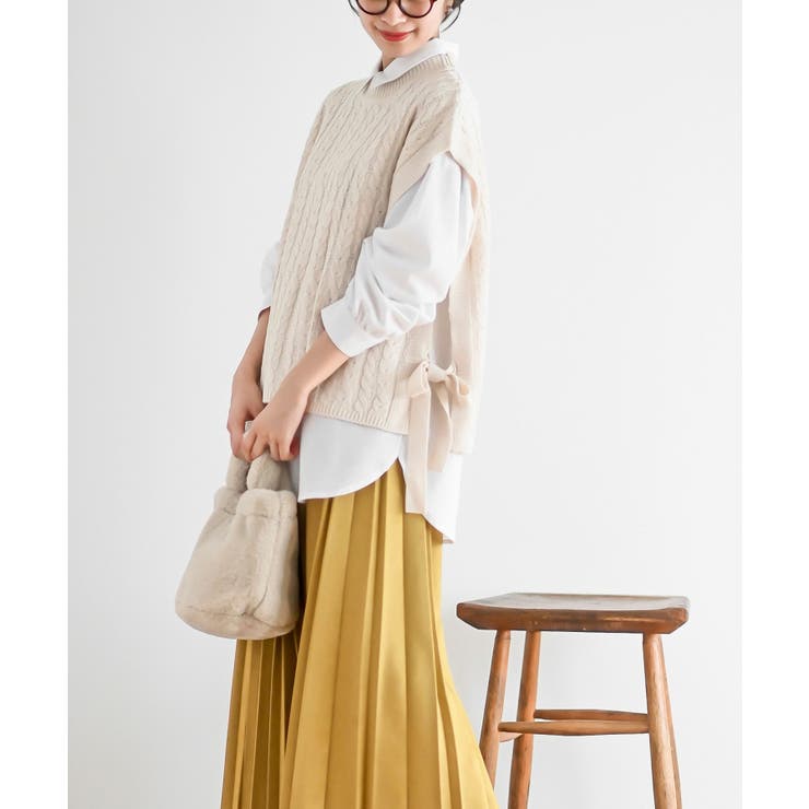 サイドリボンケーブルニットベスト | rps | 詳細画像19 