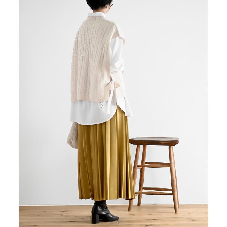 サイドリボンケーブルニットベスト | rps | 詳細画像21 