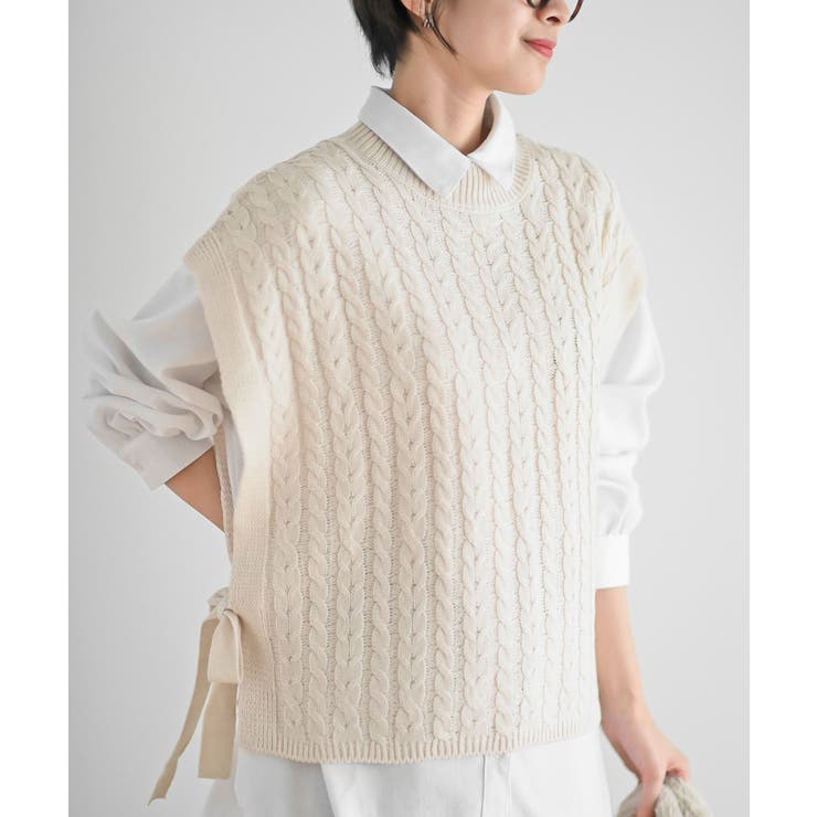 サイドリボンケーブルニットベスト | rps | 詳細画像22 