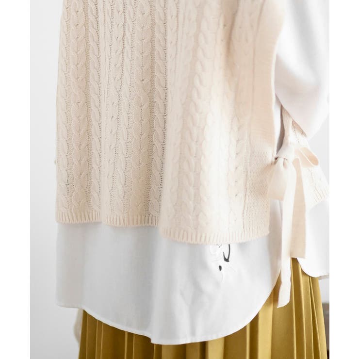 サイドリボンケーブルニットベスト | rps | 詳細画像25 