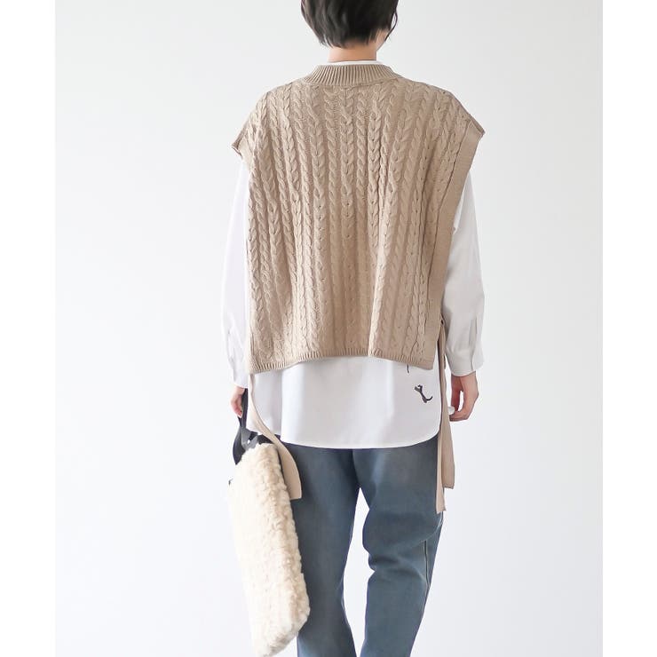 サイドリボンケーブルニットベスト | rps | 詳細画像28 