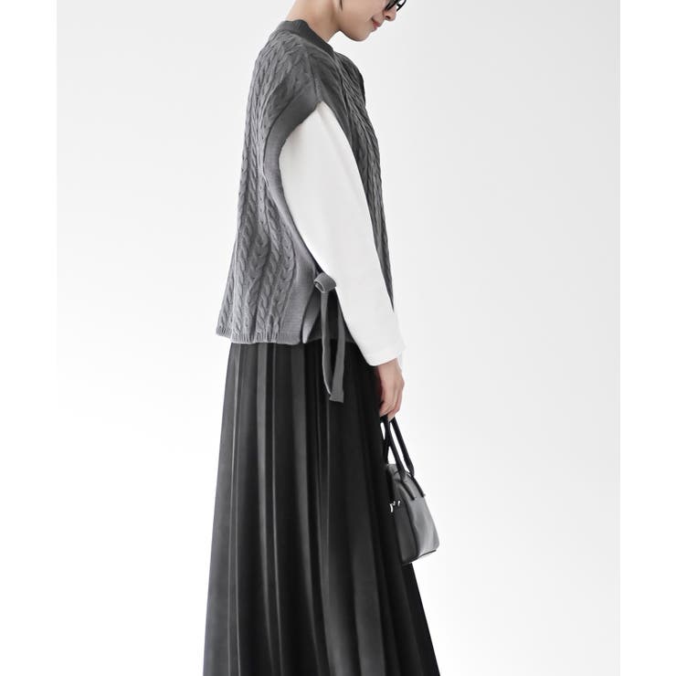 サイドリボンケーブルニットベスト | rps | 詳細画像3 