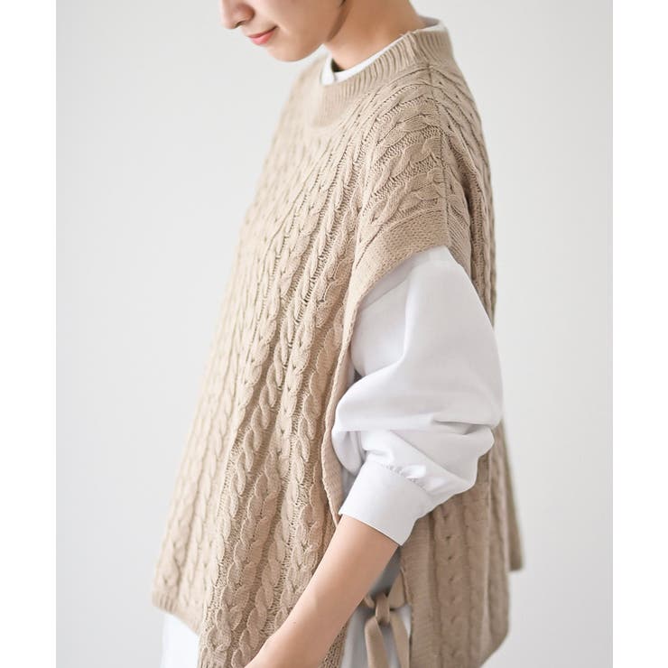 サイドリボンケーブルニットベスト | rps | 詳細画像31 