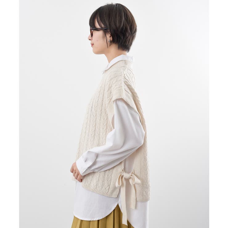 サイドリボンケーブルニットベスト | rps | 詳細画像34 