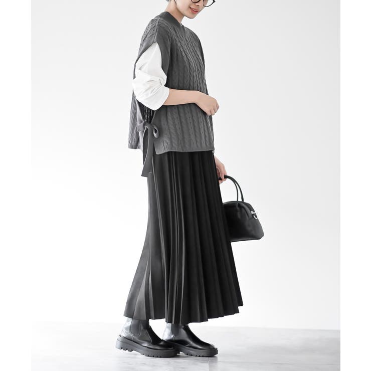 サイドリボンケーブルニットベスト | rps | 詳細画像5 