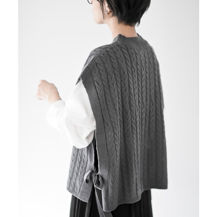 サイドリボンケーブルニットベスト | rps | 詳細画像8 