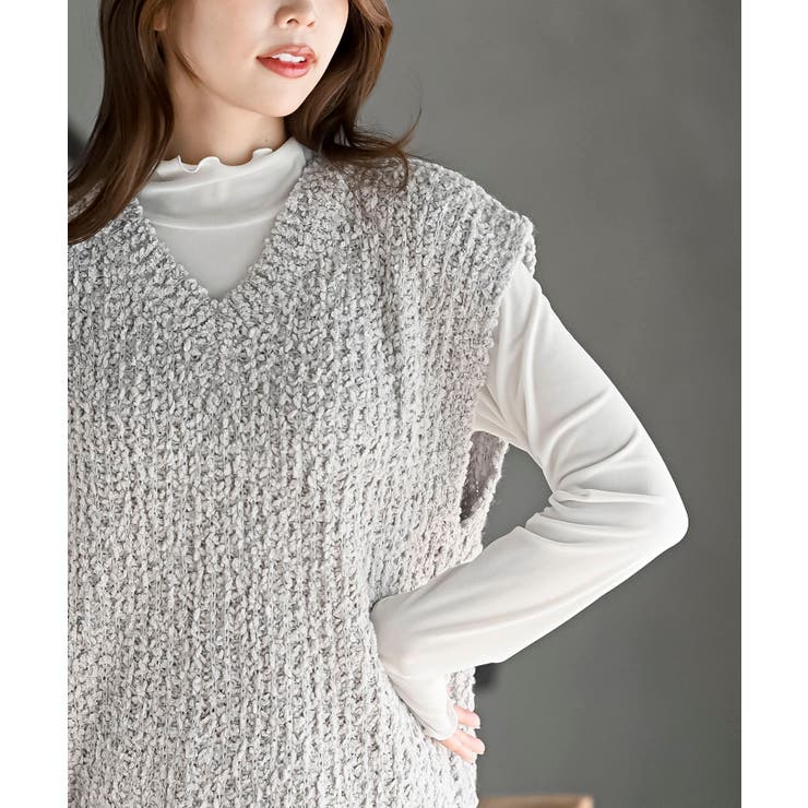 ポップコーンモールワイドニットベスト | rps | 詳細画像6 