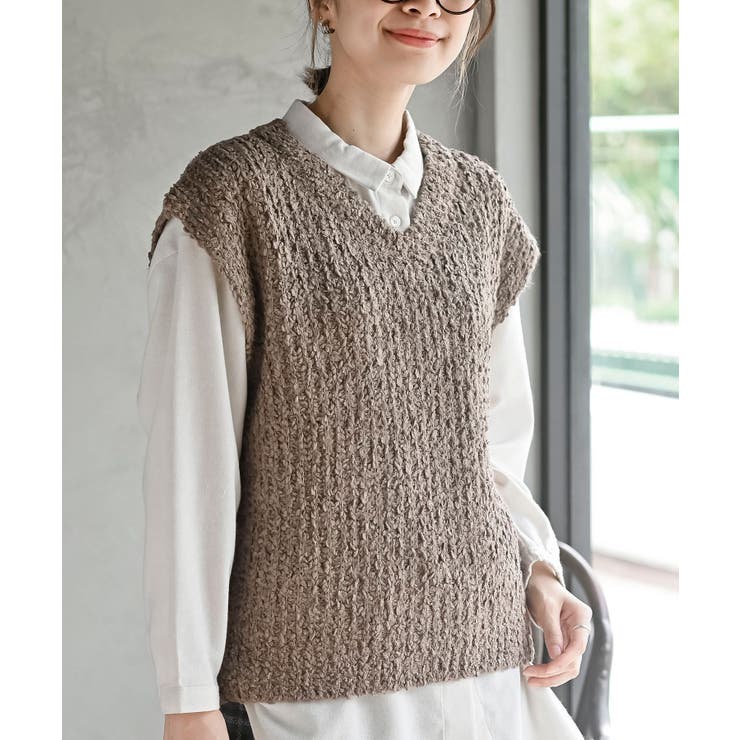 モカ | ポップコーンモールワイドニットベスト | rps