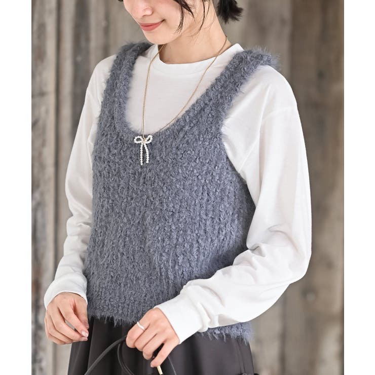 MIDグレー | Ｔシャツセットフェザーニットベストアンサンブル | rps