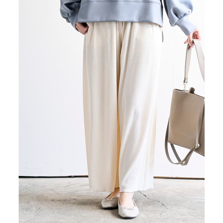 アイボリー | リブセミワイドパンツ | rps