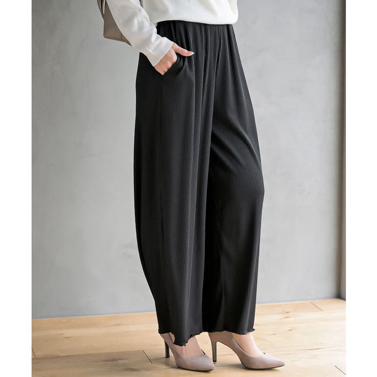 ブラック | リブセミワイドパンツ | rps