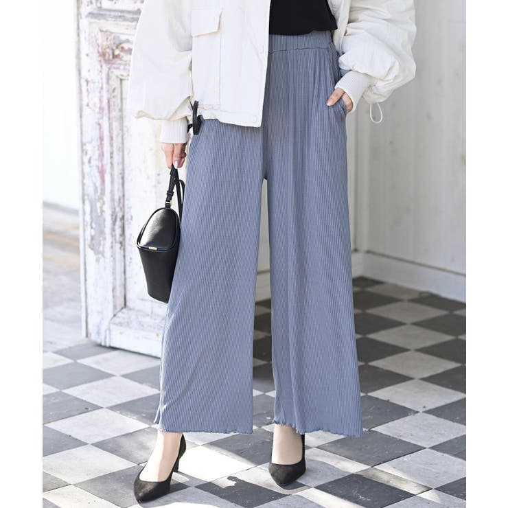 グレイッシュB | リブセミワイドパンツ | rps