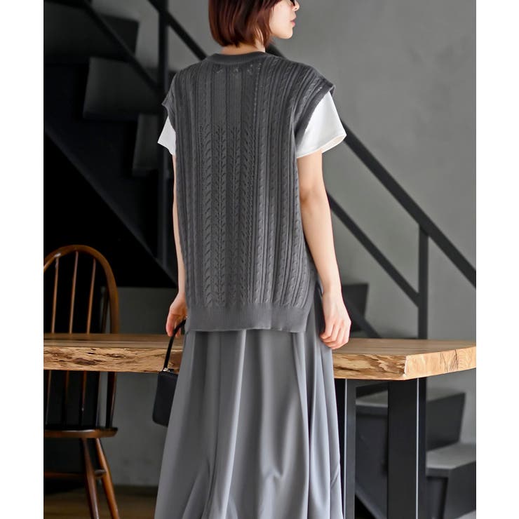 透かし柄ニットベスト | rps | 詳細画像12 