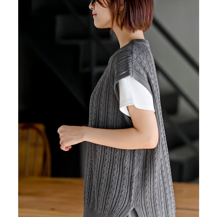 透かし柄ニットベスト | rps | 詳細画像15 