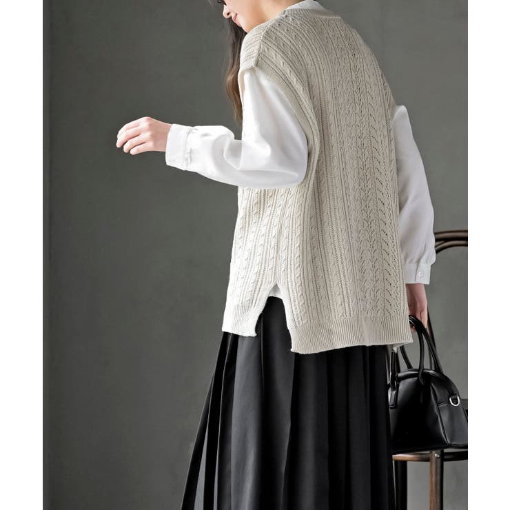 透かし柄ニットベスト | rps | 詳細画像3 