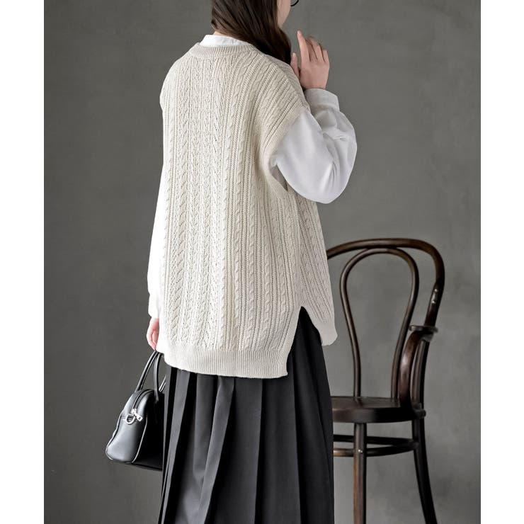 透かし柄ニットベスト | rps | 詳細画像4 