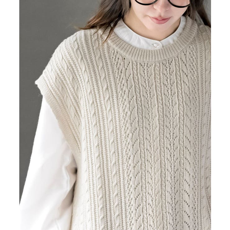 透かし柄ニットベスト | rps | 詳細画像6 