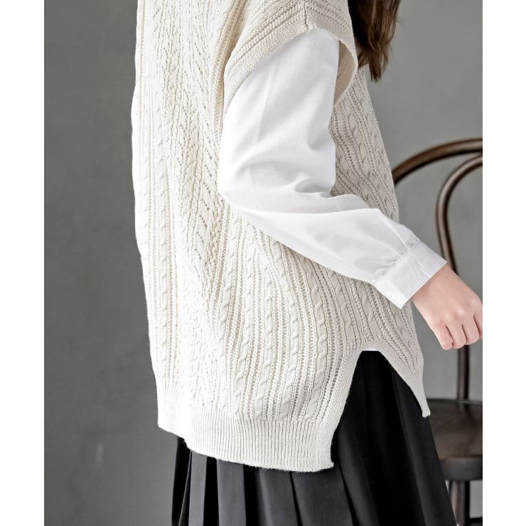 透かし柄ニットベスト | rps | 詳細画像7 